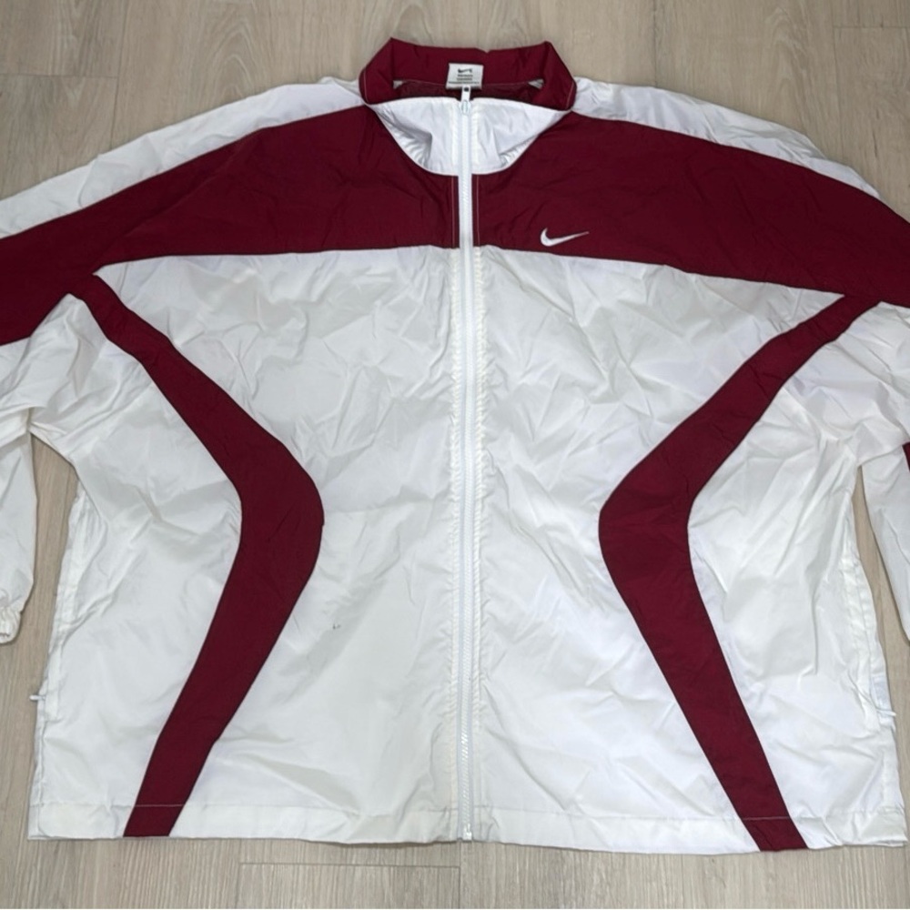 Nike Men's White and Burgundy Windbreaker
